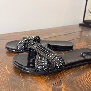 VINCE CAMUTO Studded Black Slide Sandals